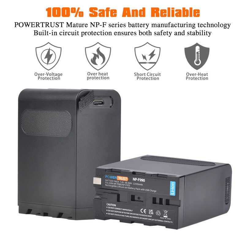 Δ 12000Mah 7.4 โวลต์ Np-F990 แบตเตอรี่สำหรับ Sony Np-F970 Np-F960 Np-F570 N