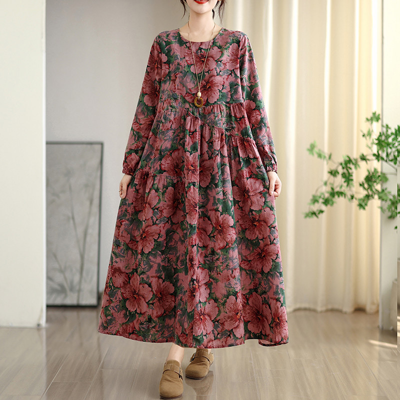 Ladivi Plus ขนาดผู้หญิงลําลองหลวม Oversize ชุดฤดูใบไม้ผลิฤดูใบไม้ร่วงฤดูร้อนยาว Tunic Robe 6192 C024