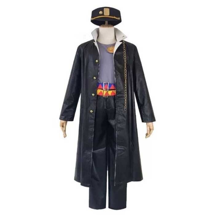 ❤ Anime Jojo's Bizarre Adventure Cosplay Costumes Kujo Jotaro Vest+Coat+Pants+Belt+Hat Hallowe