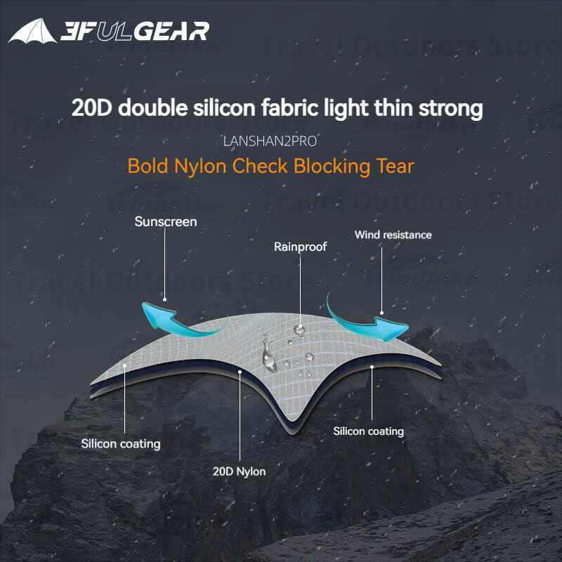 3F UL GEAR Lanshan2 PRO กลางแจ้ง Ultralight สองชั้นเต็นท์ซิลิโคนเคล