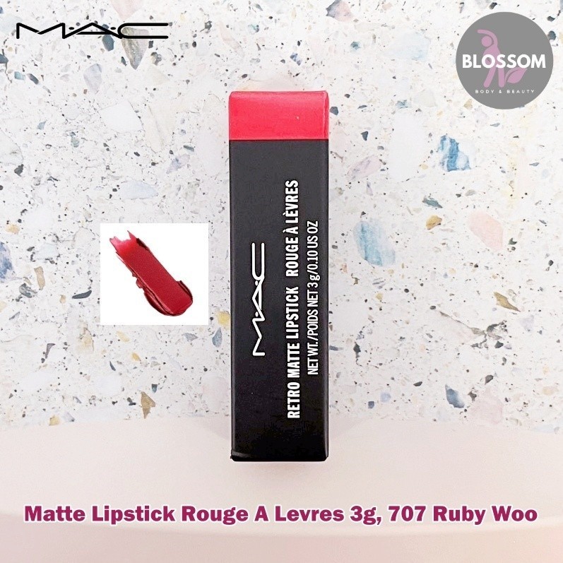 ฟิกเกอร์ M.A.C - Retro Matte Lipstick Rouge A Levres 3g, 707 Ruby Woo แมค เรโทร ลิปสติก เนื้อแมท ติ