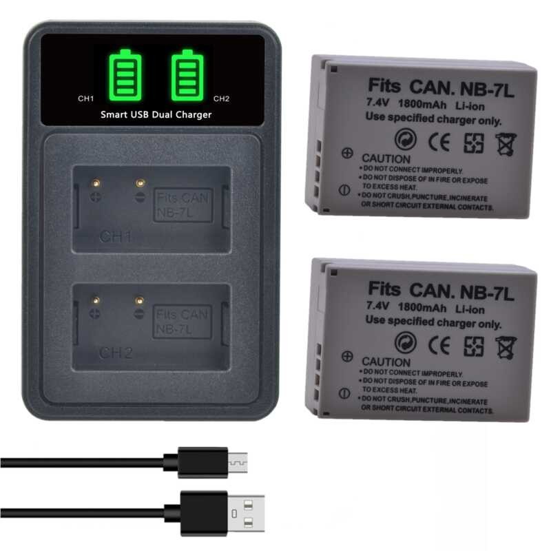 NB-7L b Battery and USB/ Type-c Charger for Canon PowerShot G10, G11, G12, SX30 IS 7