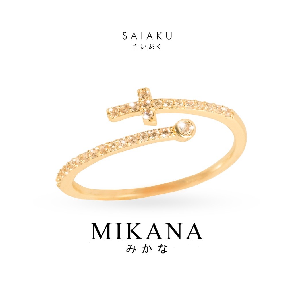 Mikana Cross 18k Gold Plated Saiaku Cross Ring Accessories เครื่องประดับสําหรับผู้หญิง Jewelries Fas