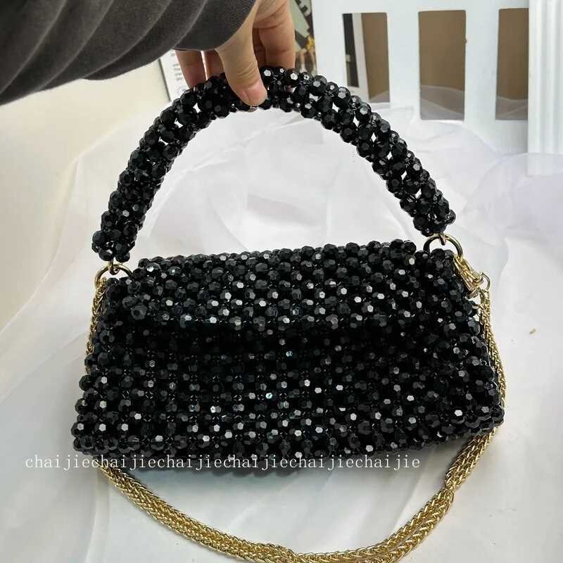 Hadmade Beaded New Wove Wome's Shoulder Bag Fashioable High Quality Ier ig Chai Hadheld Crossbody B
