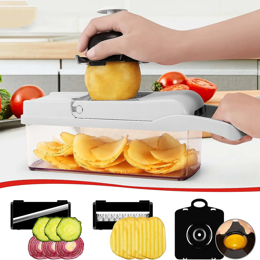 in 1 12 Multifunctional Vegetable Food Chopper Potato Slicer Carrot Grater Onion Shredder Salad Cut