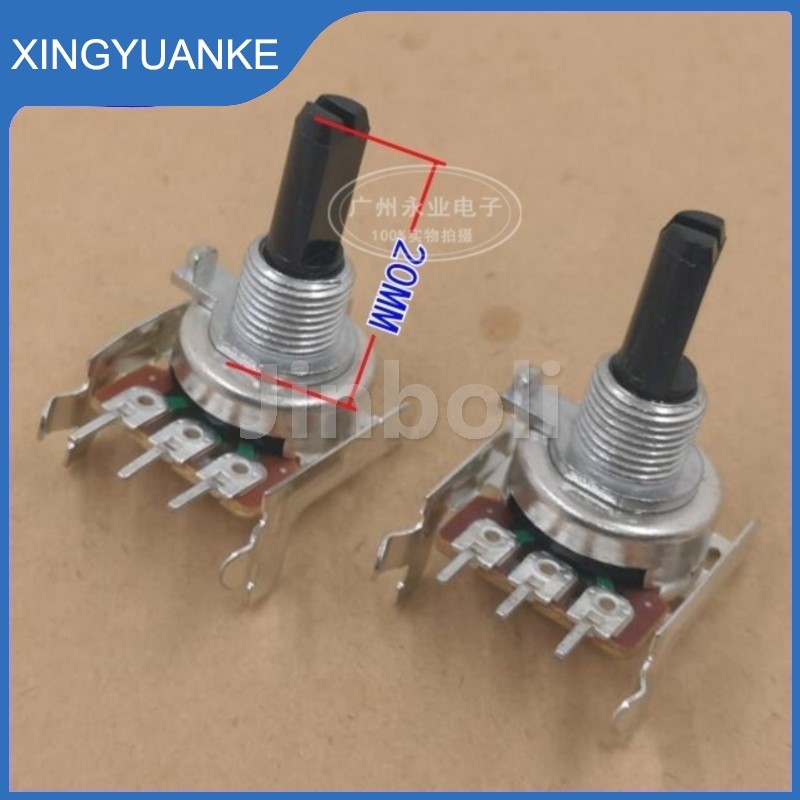 2pcs 161 ประเภทเดี่ยว B10K B103 B20K B203 B50K B503 B100K B104 ปริมาณโพเทนชิโอมิเตอร์แนวนอน 3Pins ความยาวเพลาครึ่ง 20 มม.