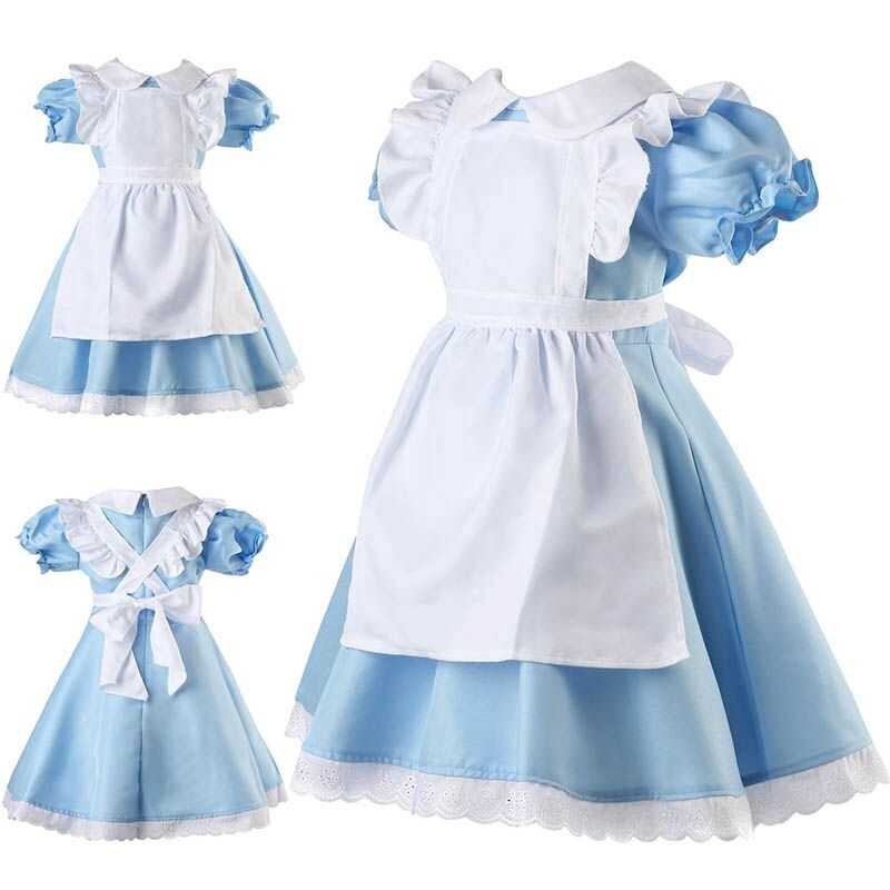 ❤ ✷☃♂ In Wonderland Alice Costume Halloween Maid Kids Lolita Fancy Dress Cosplay