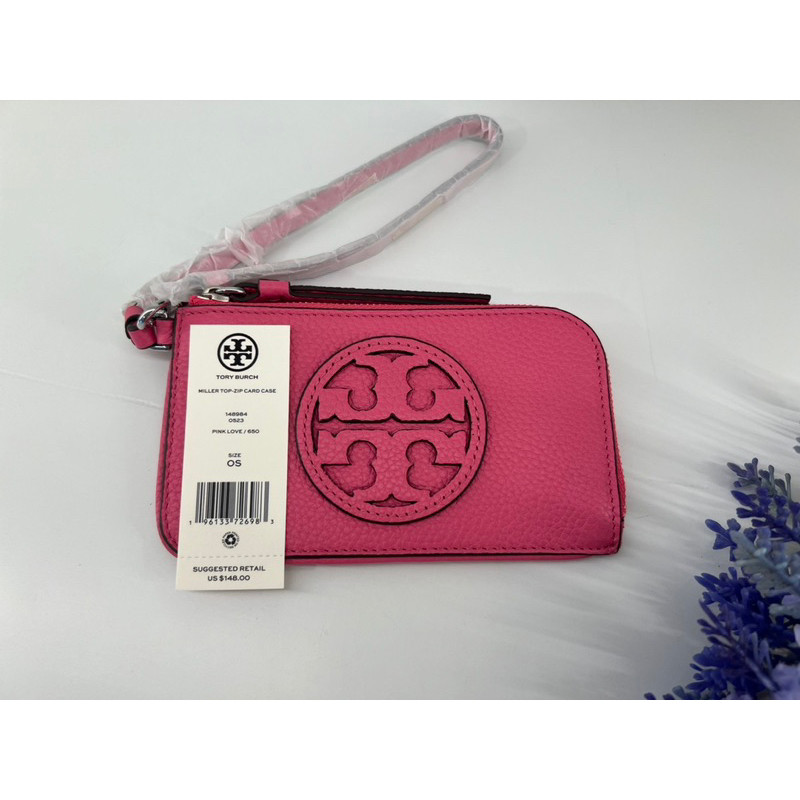 คล้องมือ ใส่บัตร  Tory Burch Miller Top-Zip Card Case