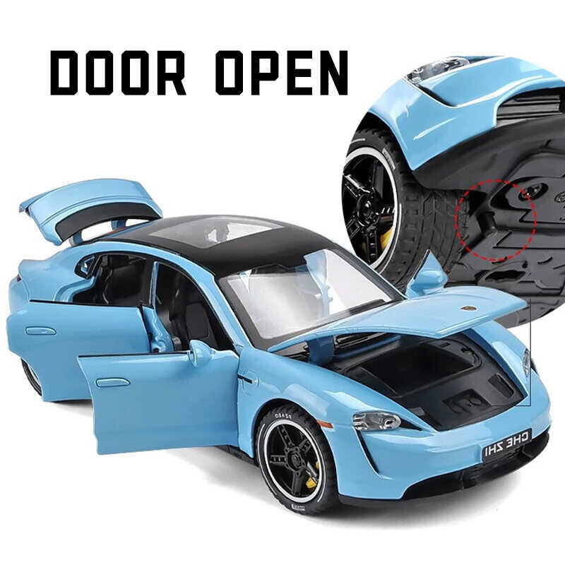 LY Scale 【】1:32 Porsche Taycan Alloy Car Model Light & Sound Effect Diecast Car Toys For Boys Bi