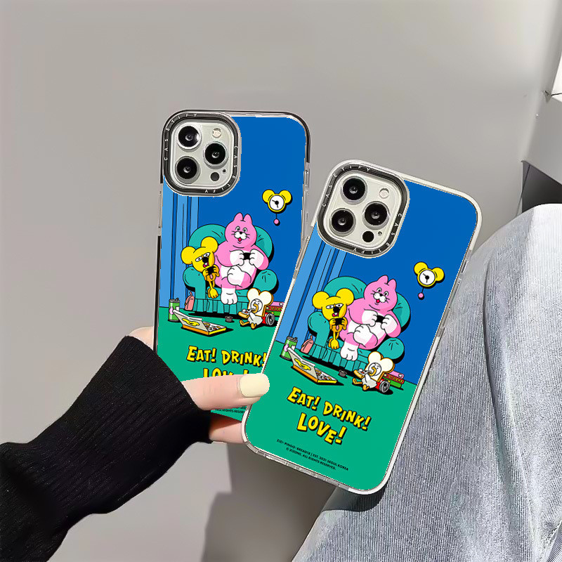 การ์ตูนเอท! ดื่ม! รัก! โดย ZIZONE กรณีสําหรับ IPhone 11 14 15 16ProMax 12 13 Mini ฝาครอบ X XR XS Max