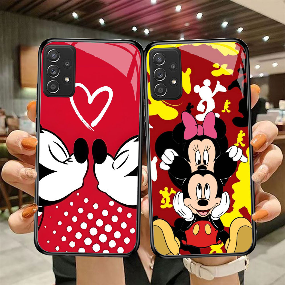 DF-58 Mickey Minnie TPU HD แก้วสําหรับ Samsung A52 A13 A33 A32 A72 A23 A53 A73 A52S A26 A56 A16 A06