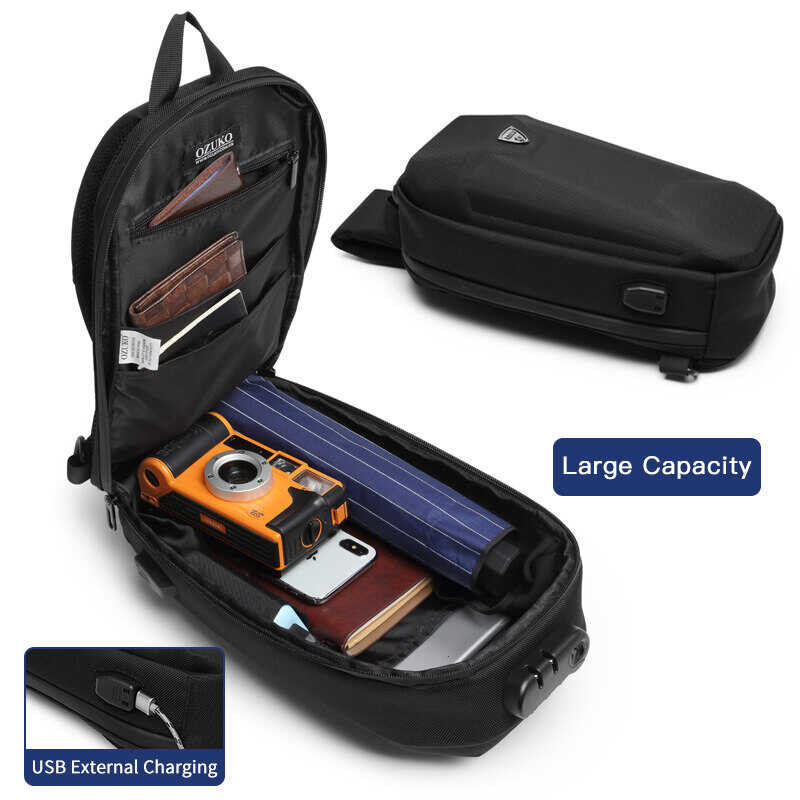 ❤ Ozuko Anti-Theft Small Sling Waterproof Chest Pack Men's Travel Messenger Shoulder Bag With
