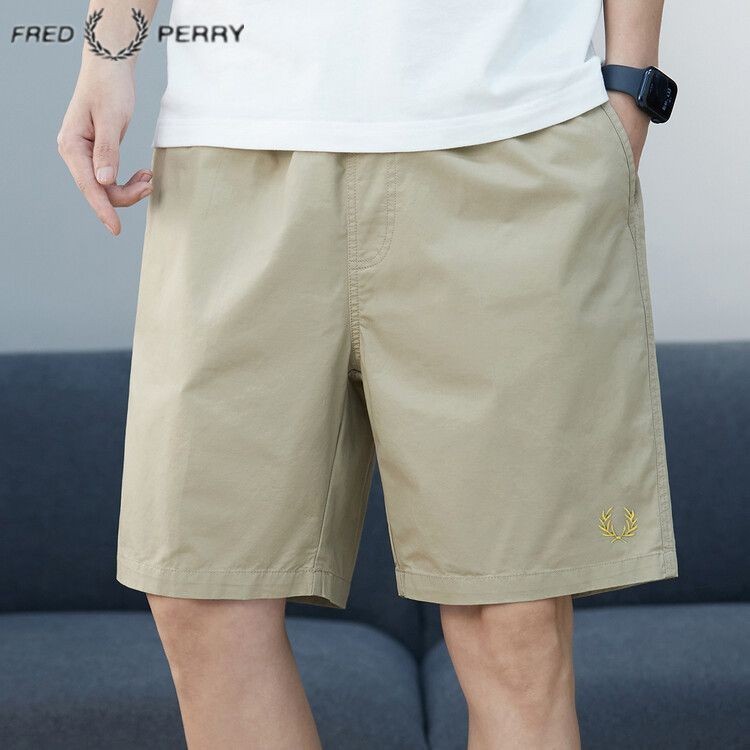 Fred PERRY Wheat Summer กางเกงขาสั้นผู้ชายอินเทรนด์ธุรกิจลําลองผ้าฝ้าย Overalls กางเกงห้าส่วน Sweatp