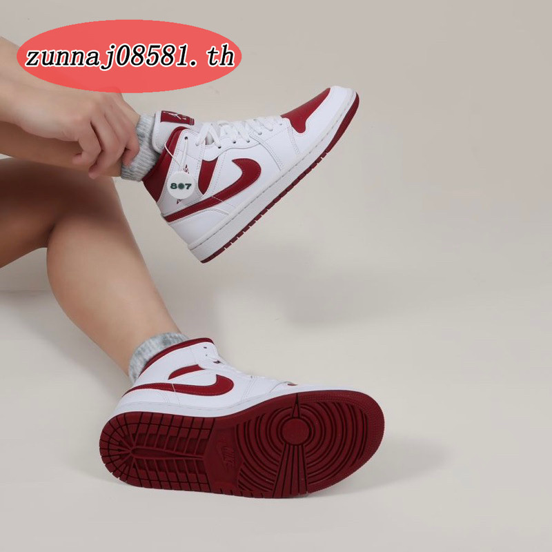 『 Zunnaj08581.th 』Air Jordan 1 Mid Reverse Chicago AJ1 Mid Top Sneaker อินเทรนด ์ ลําลอง