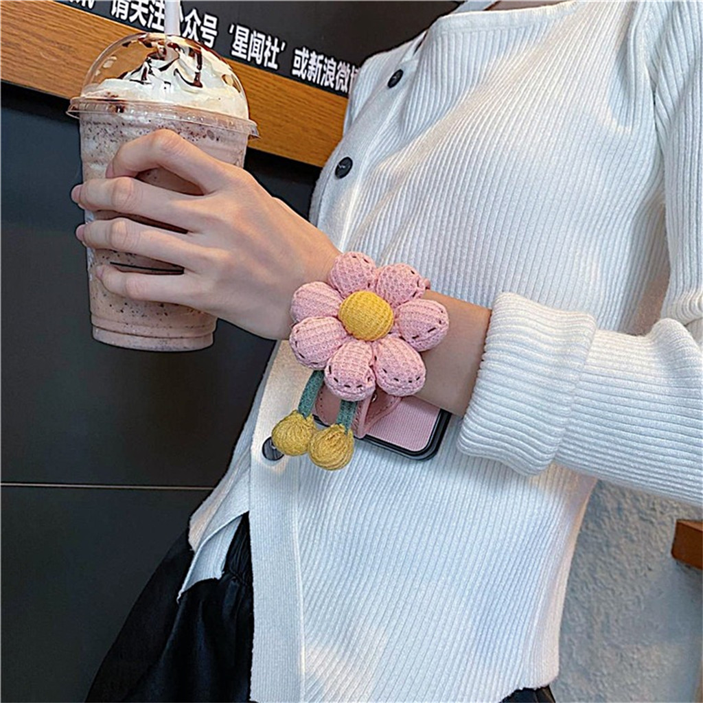 เกาหลีน่ารักดอกทานตะวันสายรัดข้อมือลายเคสโทรศัพท์สําหรับ Samsung Galaxy Z Flip5 ZFilp5 Zflip5 Flip6 ฝาครอบขาตั้งผู้ถือ
