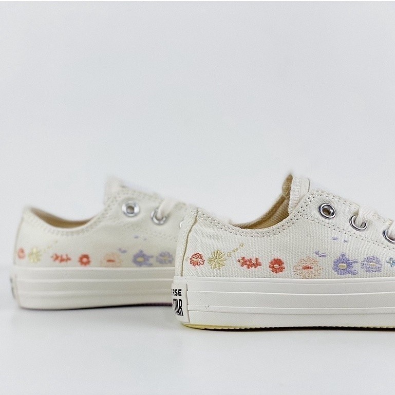 Converse All Star OX ผ้าใบแขนสั้นปักลายดอกไม้ผู้ชายผู้หญิง Sport-51