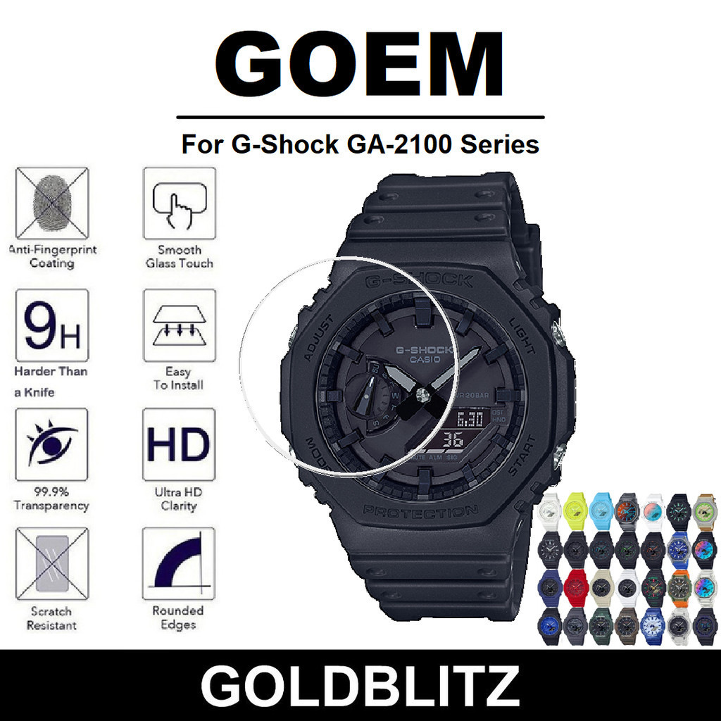 GOEM ป้องกันหน้าจอ Casio G-Shock GA-2100 GA-2200 GA-2300 2.5D Ultra Clear 9H กระจกนิรภัยป้องกันฟิล์ม