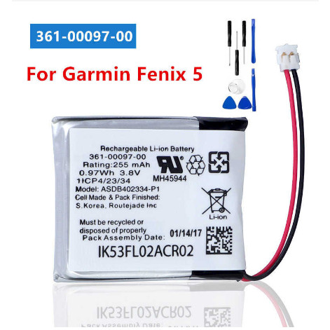 100% เข้ากันได้เดิมสําหรับ Garmin Fenix 5 Fenix 5S 361-00097-00 361-00096-00 แบตเตอรี่