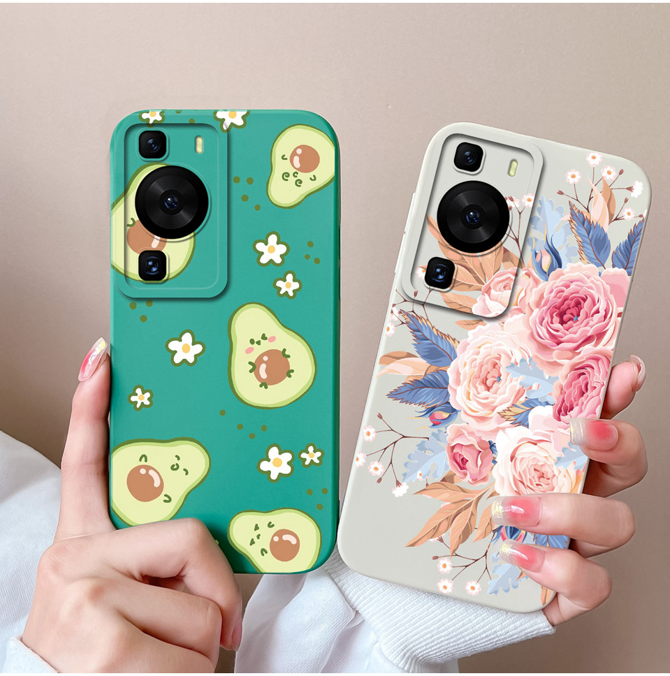 กรณีสําหรับ Huawei P60 P60 Pro P60 Art ดอกไม้ที่สวยงาม Avocado Liquid กันกระแทก Anti-drop ทนทานคุณภา