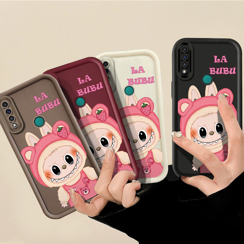 สําหรับ Huawei P30 Pro P40 Lite / Nova 7i 6SE 5t Y7 Pro Y9 Prime 2019 Y6P Y7A P สมาร์ท Honor 9x 200 Pro ปลอกการ์ตูนน่ารักสตรอเบอร์รี่ Labubu ซิลิโคนอ่อนนุ่มกันกระแทกเคสโทรศัพท์