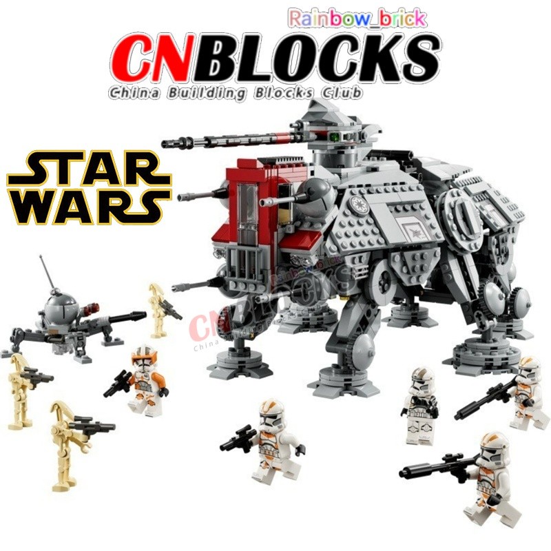 Star Wars รุ่น 75337 AT-TE Walker Building Blocks ประกอบเครื่องประดับ (1082 + PCS) เด็กการศึกษาของเ