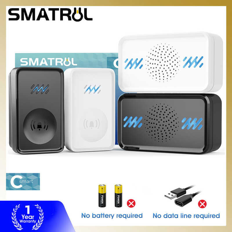 ❤ SMATRUL C-Smart Waterproof Doorbell Wireless Self-Powered Door Bell Chime Ring No Battery 58R