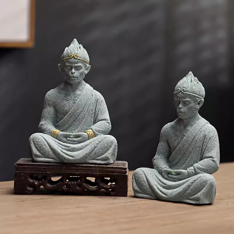 [ภาพถ่ายจริง/มีจําหน่าย] สไตล์จีนตํานานสีดํา Zen Buddha Sun Wukong Qitian Dasheng ตกแต่ง