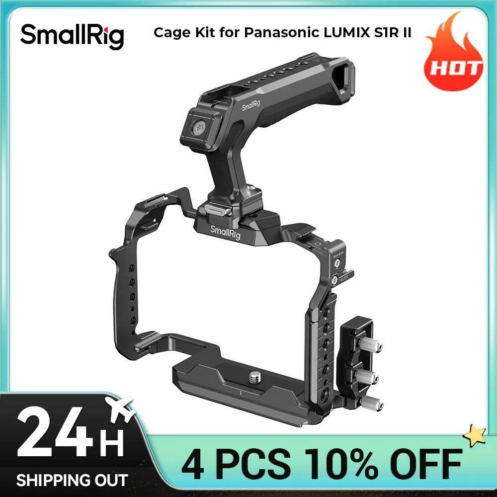 SmallRig Cage Kit สําหรับ Panasonic LUMIX S1R II พร้อมที่จับด้านบนสาย Clamp,ชุดมือถือสําหรับ Panason