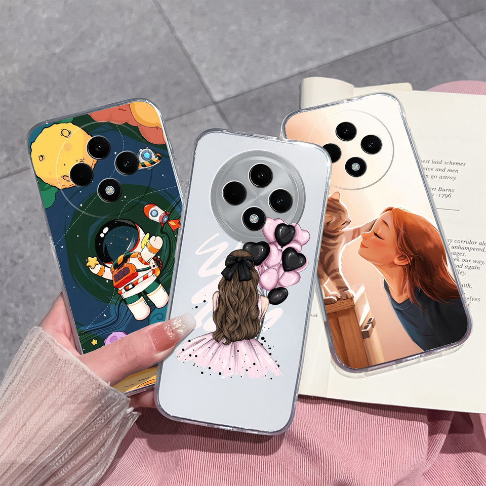สําหรับ oppo reno 12f 4G 5G น่ารักนักบินอวกาศสาวโปร่งใสกันกระแทกซิลิโคนเรียบง่ายทนทานคุณภาพสูงปกหลังสําหรับ oppo reno 12f oppo reno 12f Capa กันชน