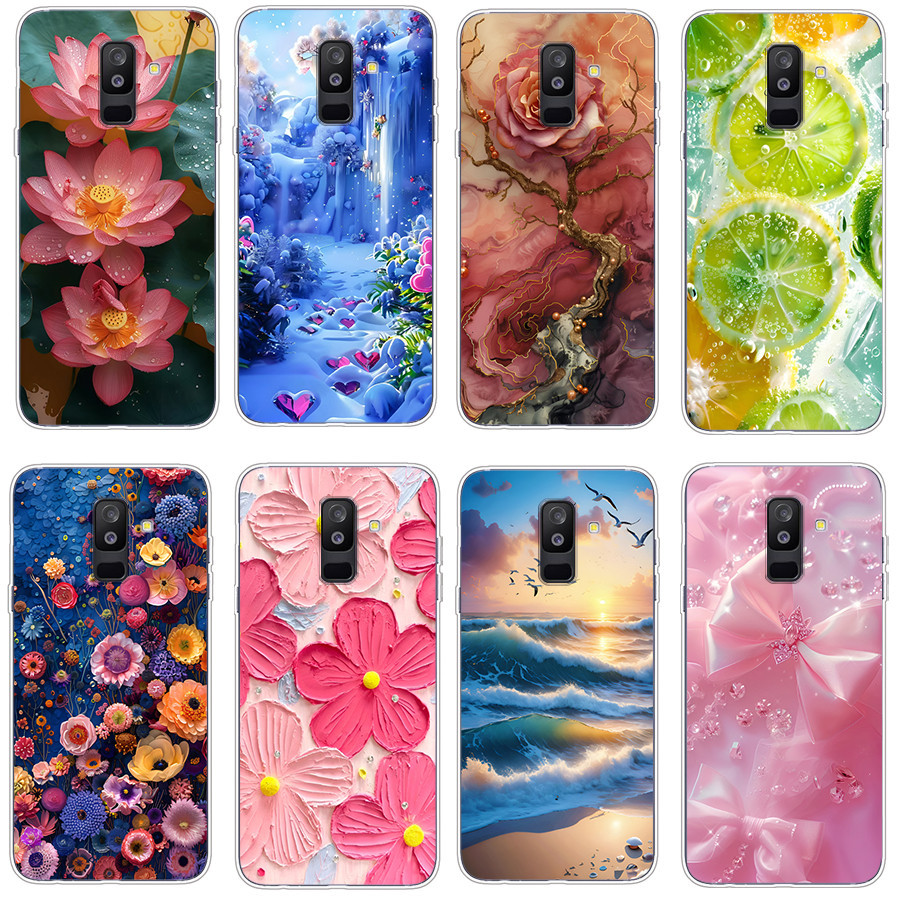 ปลอกสําหรับ Samsung galaxy a6 plus 2018 เคสซิลิโคนอ่อน TPU พิมพ์ฝาครอบโทรศัพท์