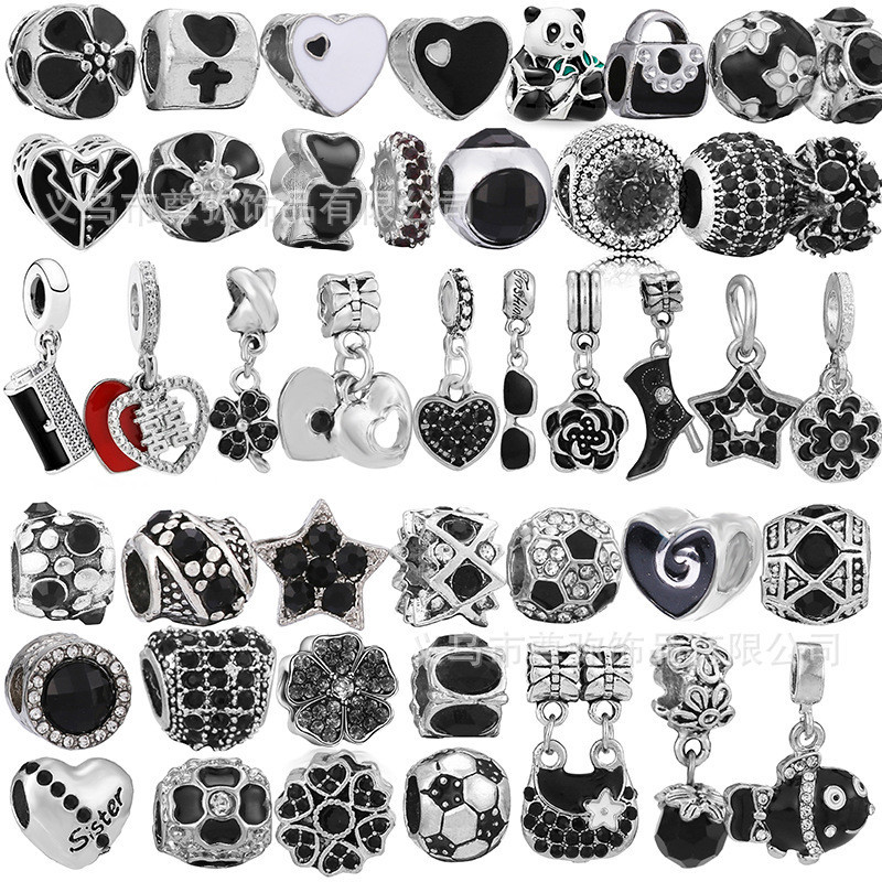 Pans Series ทิเบตเงินโลหะผสม Dot Rhinestone เครื่องประดับอุปกรณ์เสริมโบราณเงินลูกปัด diy สร้อยข้อมือเครื่องประดับขายส่ง