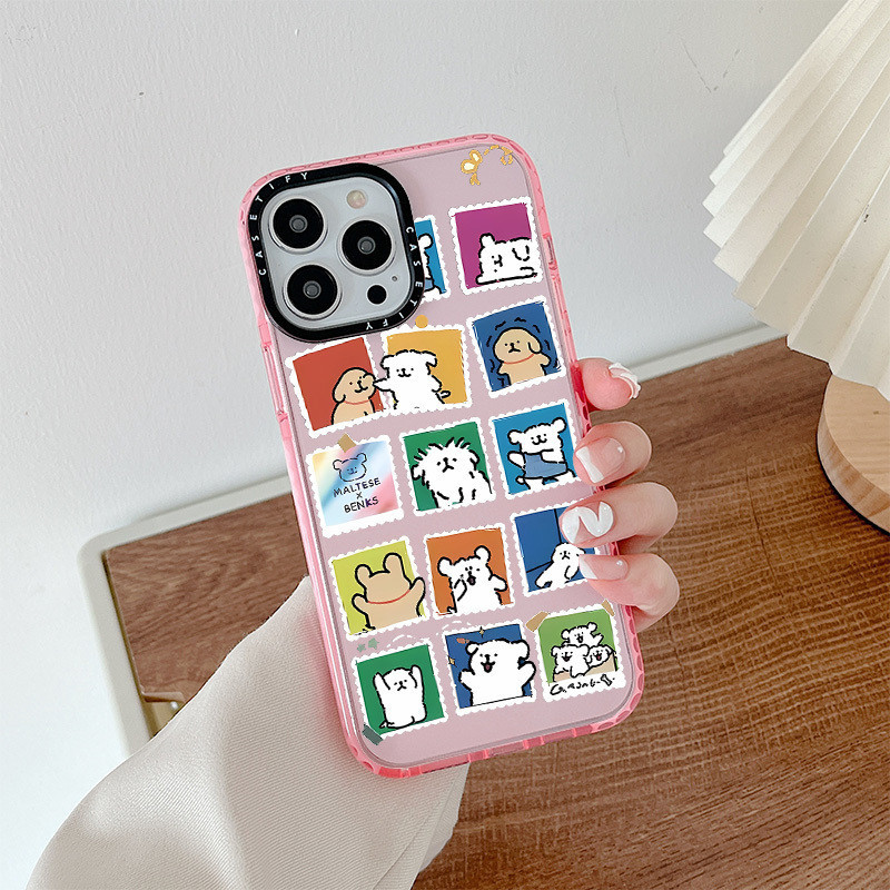 น่ารักการ์ตูนกรอบรูปลูกสุนัขสําหรับiphone 11 14 15 Pro Max 12 13 Mini Cover X XR XS MaxซิลิโคนกันชนใสSE 2022 6 7 8 Plusปลอกกันกระแทก