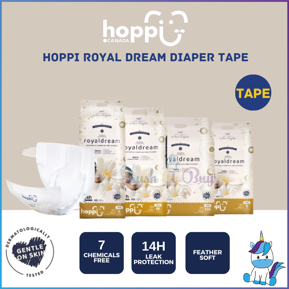 [ใหม่]เทปผ้าอ้อม Hoppi Royal Dream NB66 / S56 / M44 / L40 [ปลอดเคมี] | ฮูชาบาย