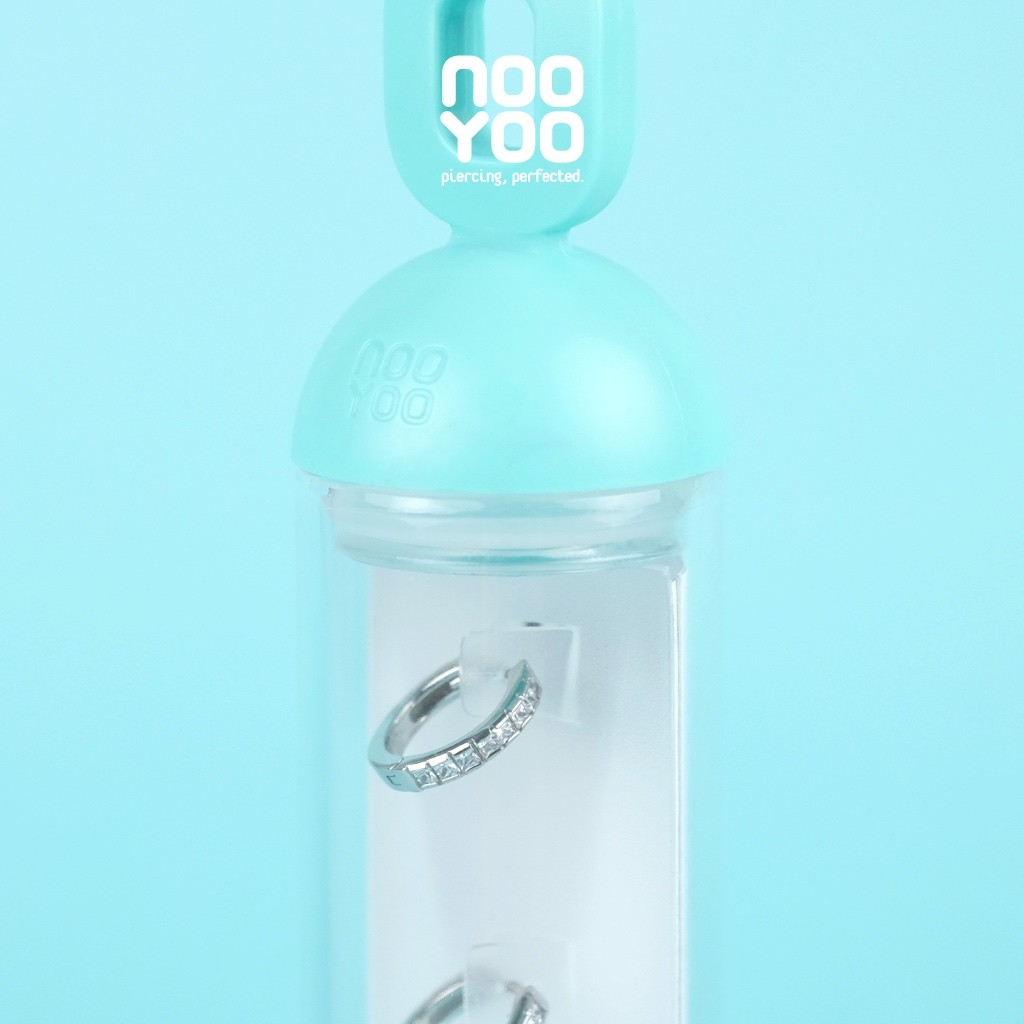 NooYoo ต่างหูสำหรับผิวแพ้ง่าย Hoop with Square CZ Surgical Steel