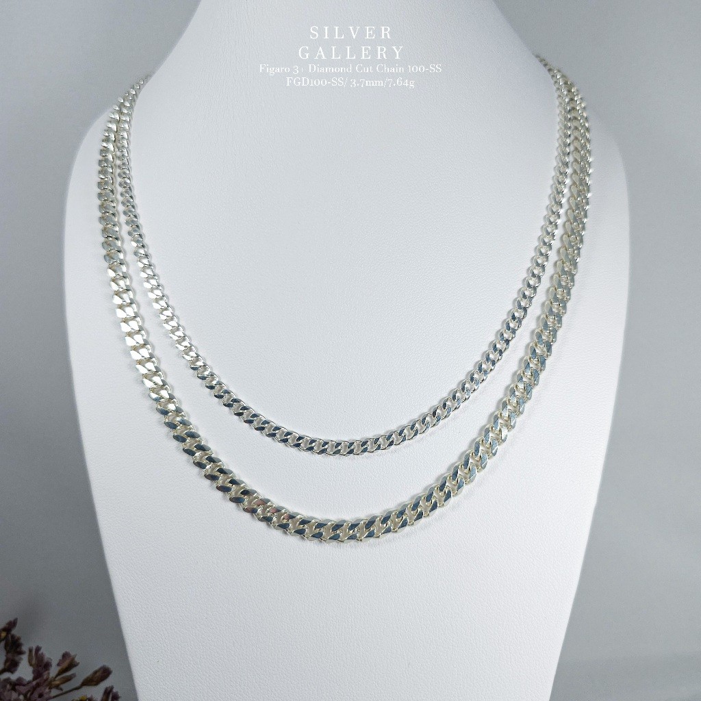 [ส่งฟรีไม่ใช้โค้ด] FGD100-SS/ 3.7mmสร้อยคอเงินแท้ 92.5 Sterling Silver Necklace สร้อยคอเงิน เครื่อง