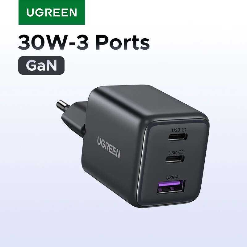 UGREEN ที่ชาร์จโทรศัพท์ 30W GaN PD 3.0 QC4.0 USB C สำหรับ iPhone 16 15 14 Samsung S25 Xiaomi แท็บเล็