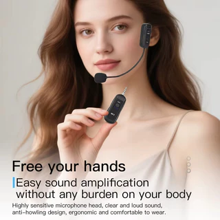 ใหม่ 2.4G Head-mounted ไมโครโฟน 2 IN 1 ชุดไมโครโฟนไร้สายพร้อมตัวรับสัญญาณสําหรับเครื่องขยายเสียงลําโพงเสียงการสอน Tour ท่องเที่ยว