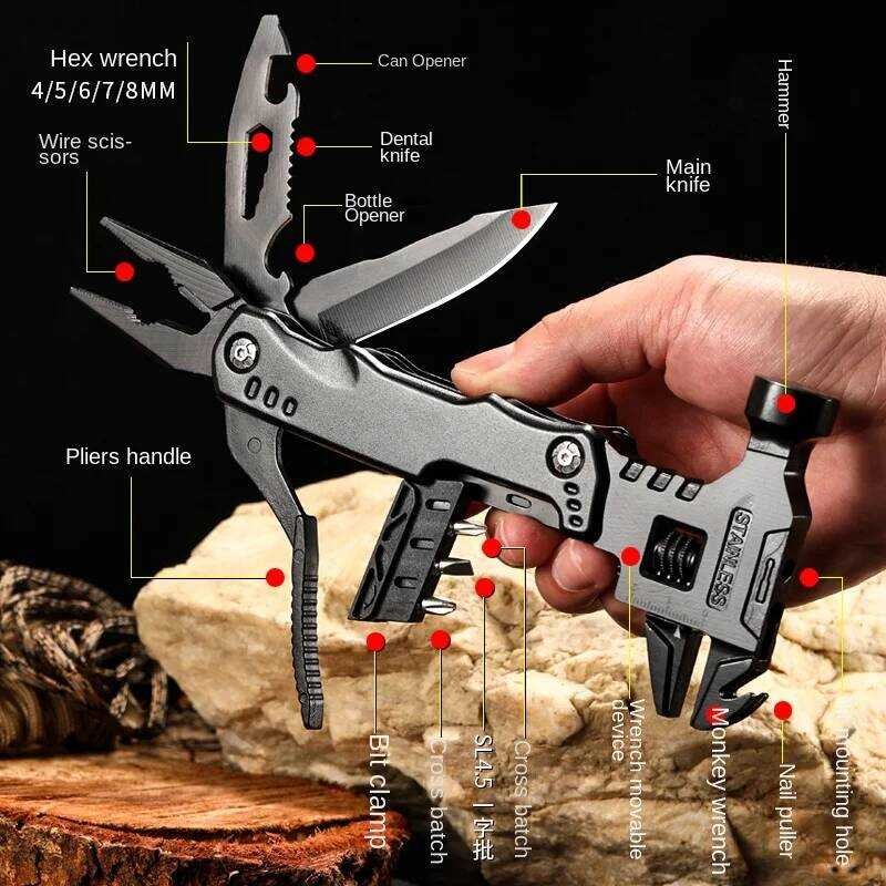 Multi Functional Wrench Mer Combination Universal Folding Pliers EDC Tool Wrench Universal Folding