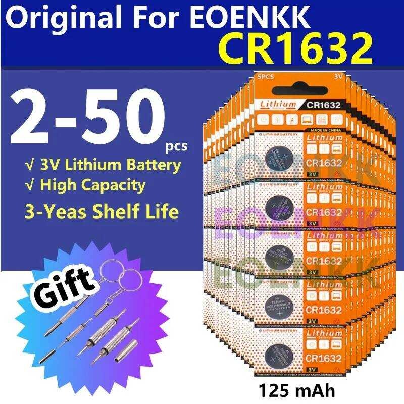 แบตเตอรี่ปุ่ม CR1632 2-50 ชิ้น แบตเตอรี่ลิเธียมเซลล์เหรียญ 3V LM1632 BR1632 ECR1632 CR 1632 อิเล็กทร