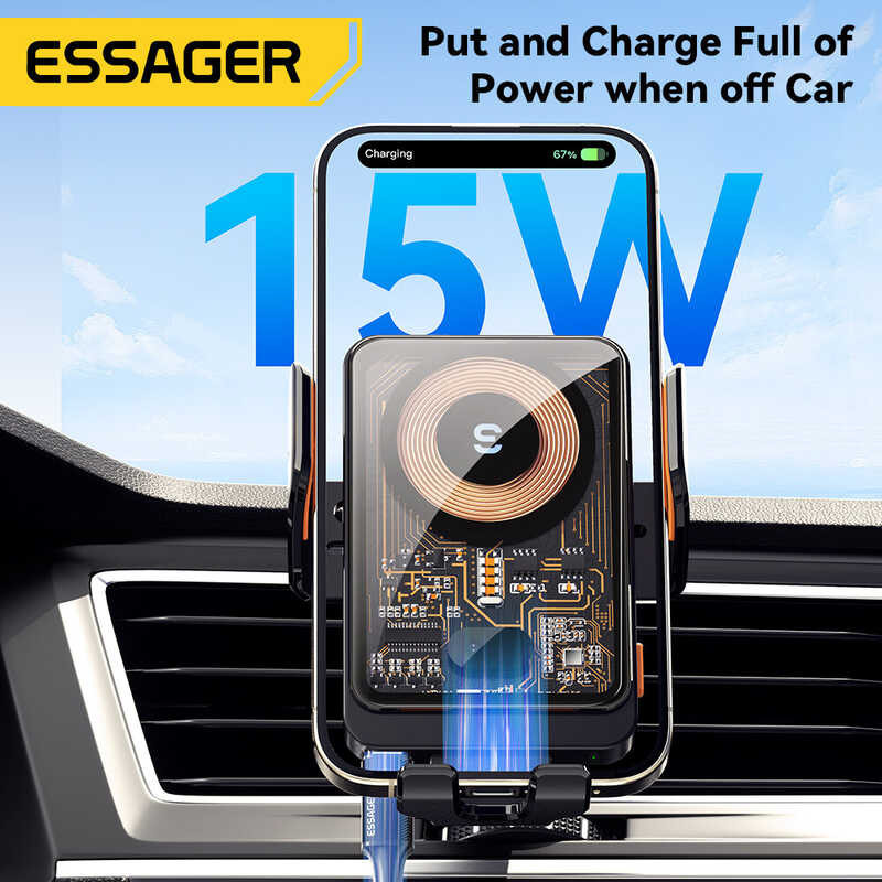 Essager 15W ที่ติดที่ชาร์จในรถไร้สายที่วางโทรศัพท์ชาร์จ