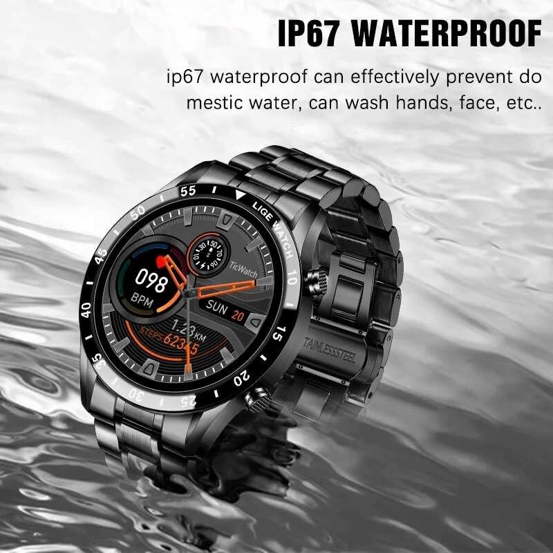 LIGE New Brand Mens Watches Steel Band Fiess Watch Activity Tracker Smart Watch For Men