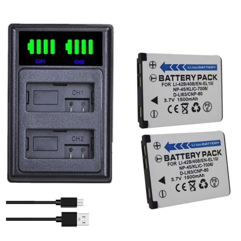 2x 0 EN-EL10 Digital Camera Batteries +LCD Dual Charger for Nikon S600 S700 S80, Coolpix S3000 6