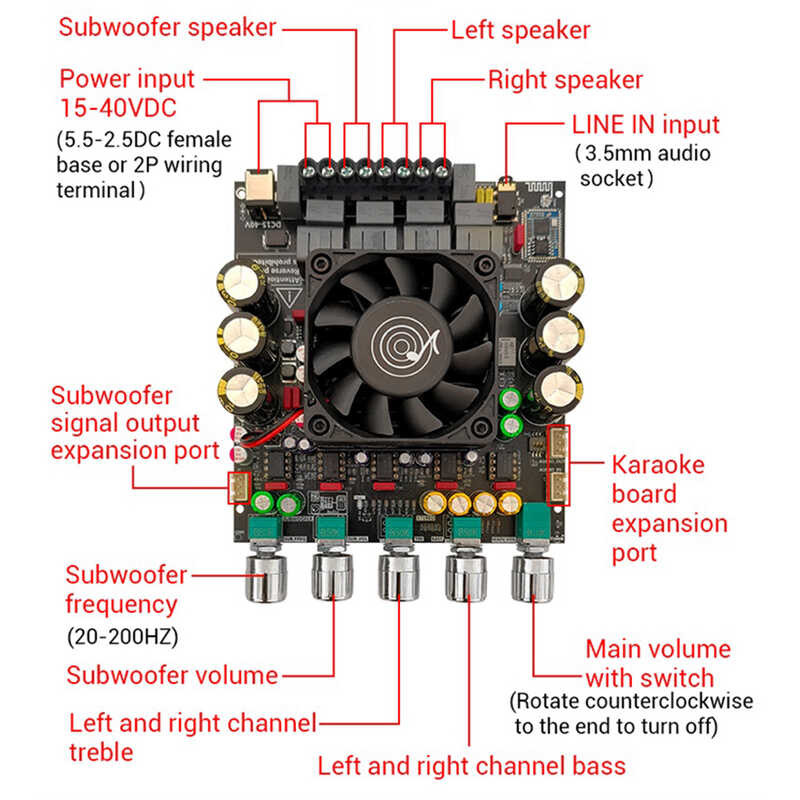❤ Diymore แผงวงจรขยายเสียงแบบ Zk-Aptx2 Qualcomm BT 2.1ช่อง200w 200W + 4