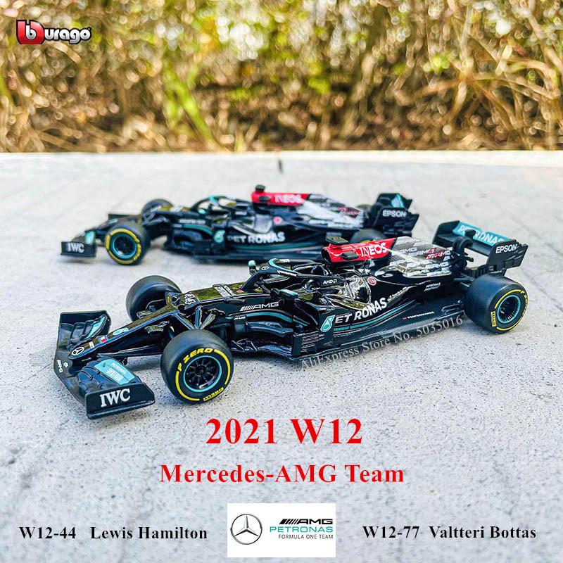 Bburago 1:43 2021 F1 Mercedes-AMG W12 44# Lewis Hamilton 77# Valtteri Bottos สูตรหนึ่งจําลองโลหะผสมS