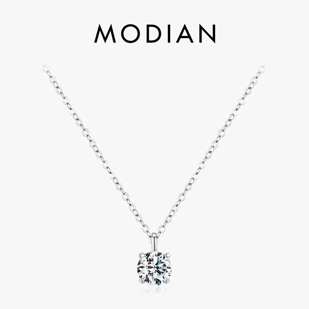 Modian 1CT Prong การตั้งค่า Moissanite สร้อยคอ D สี VVS1 Lab จี้เพชรสําหรับผู้หญิง 925 เงินสเตอร์ลิ