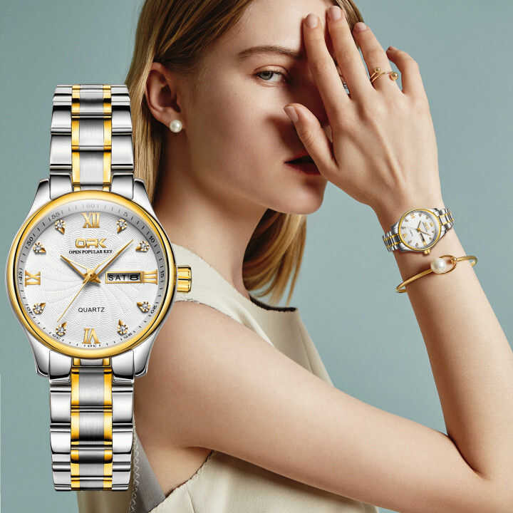 ❤ OPK Original Waterproof Ladies Watch Adjustable Stainless Steel Strap Sapphire Glass Drop-Res