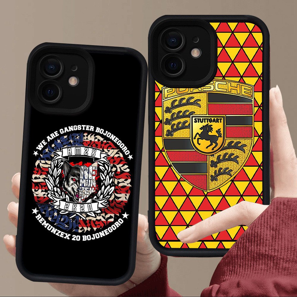 E85 ยี่ห้อโลโก้สําหรับซิลิโคนสีดํา iPhone 12 Mini 15 11 X XS XR Pro Max