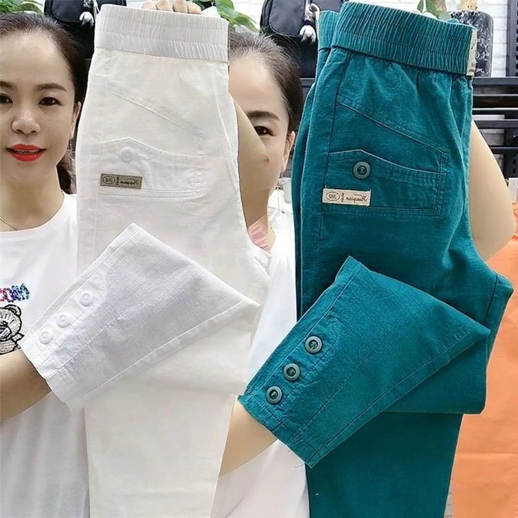 กางเกงลำลองสตรีทรงหลวม ผ้าฝ้ายแท้ thumbnail 6