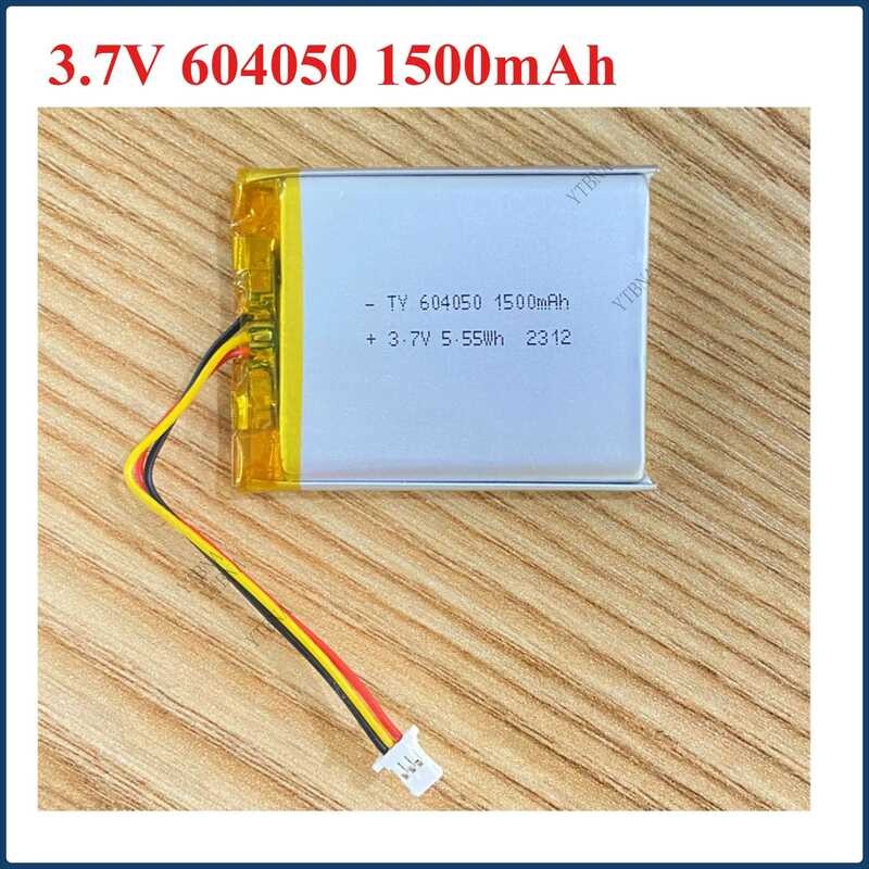 ลิเธียม604050 แบตเตอรี่โพลิเมอร์แบบชาร์จได้ 3.7V 1500mAh พร้อมเทอร์มิสเตอร์ ปลั๊ก 3 ขาสำหรับเครื่องฟ