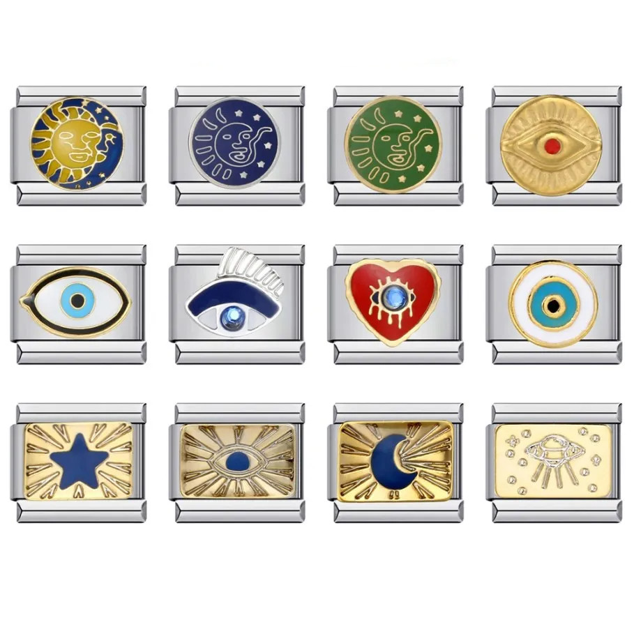 ใหม่แฟชั่น Eye Moon Star Charm อิตาลี Links Fit 9 มม.สร้อยข้อมือเครื่องประดับสแตนเลส DIY ทํา